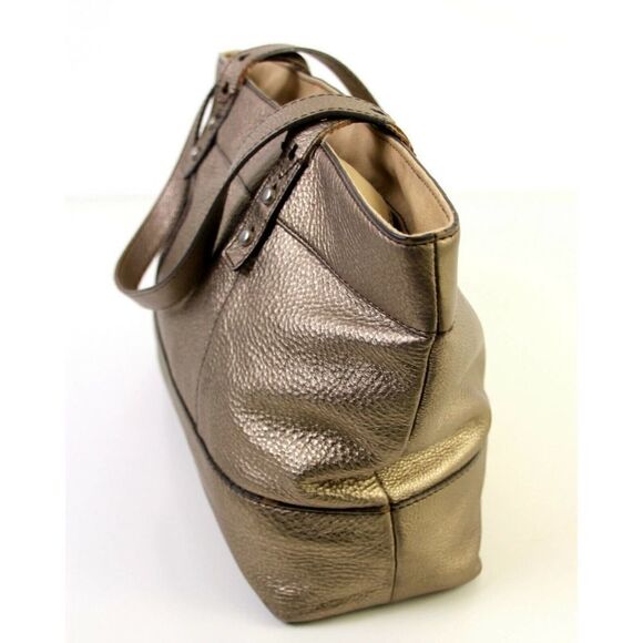 FOSSIL ANTIQUE GOLD GENUINE LEATHER BOHO SHOULDER BAG HANDBAG TOTE HOBO PURSE - Picture 3 of 12